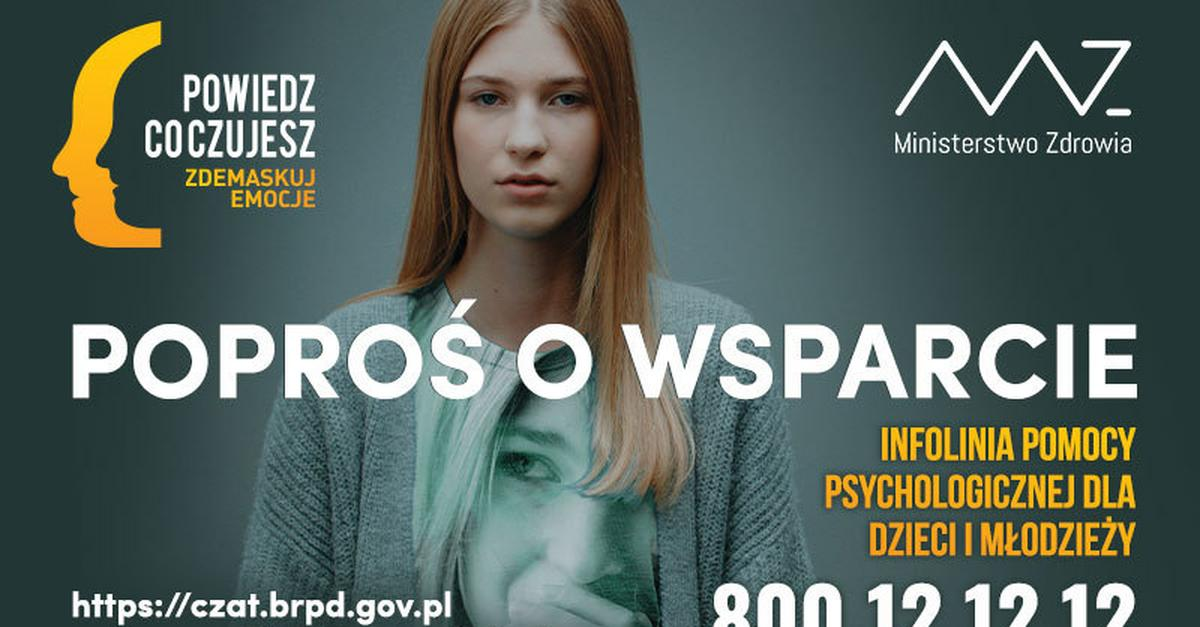 baner kampanii poproś o wsparcie zdemaskuj emocje promujący infolinię 800 12 12 12