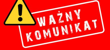 Baner z wykrzyknikiem i napisem ważny komunikat