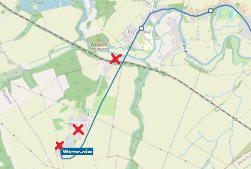 Mapa poglądowa objazdu linii nr 12