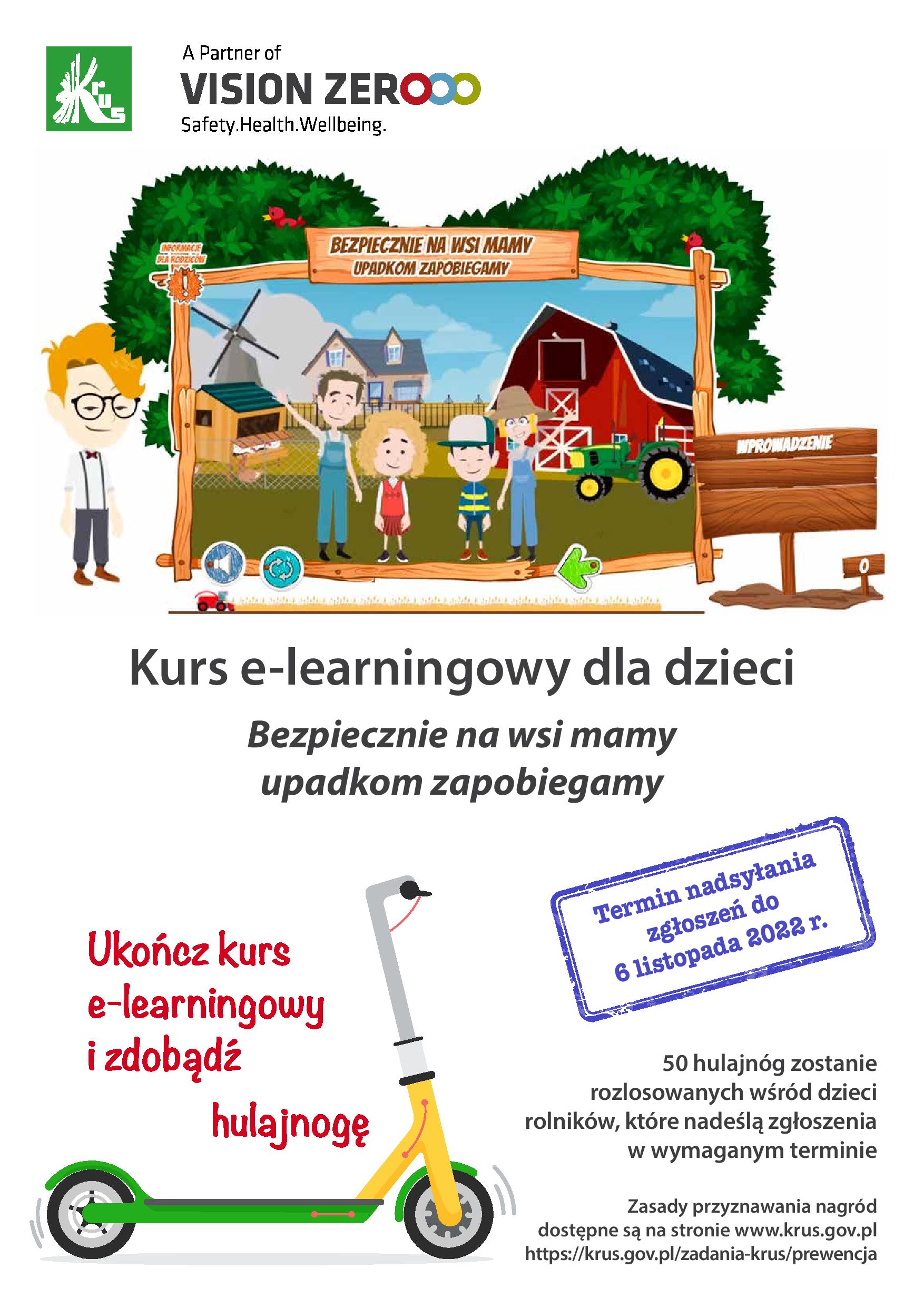 Plakat konkursu KRUS dot. bezpieczeństwa w gospodarstwach rolnych