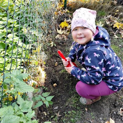 Sadzenie żonkili przez przedszkolaków w Witoszowie Dolnym