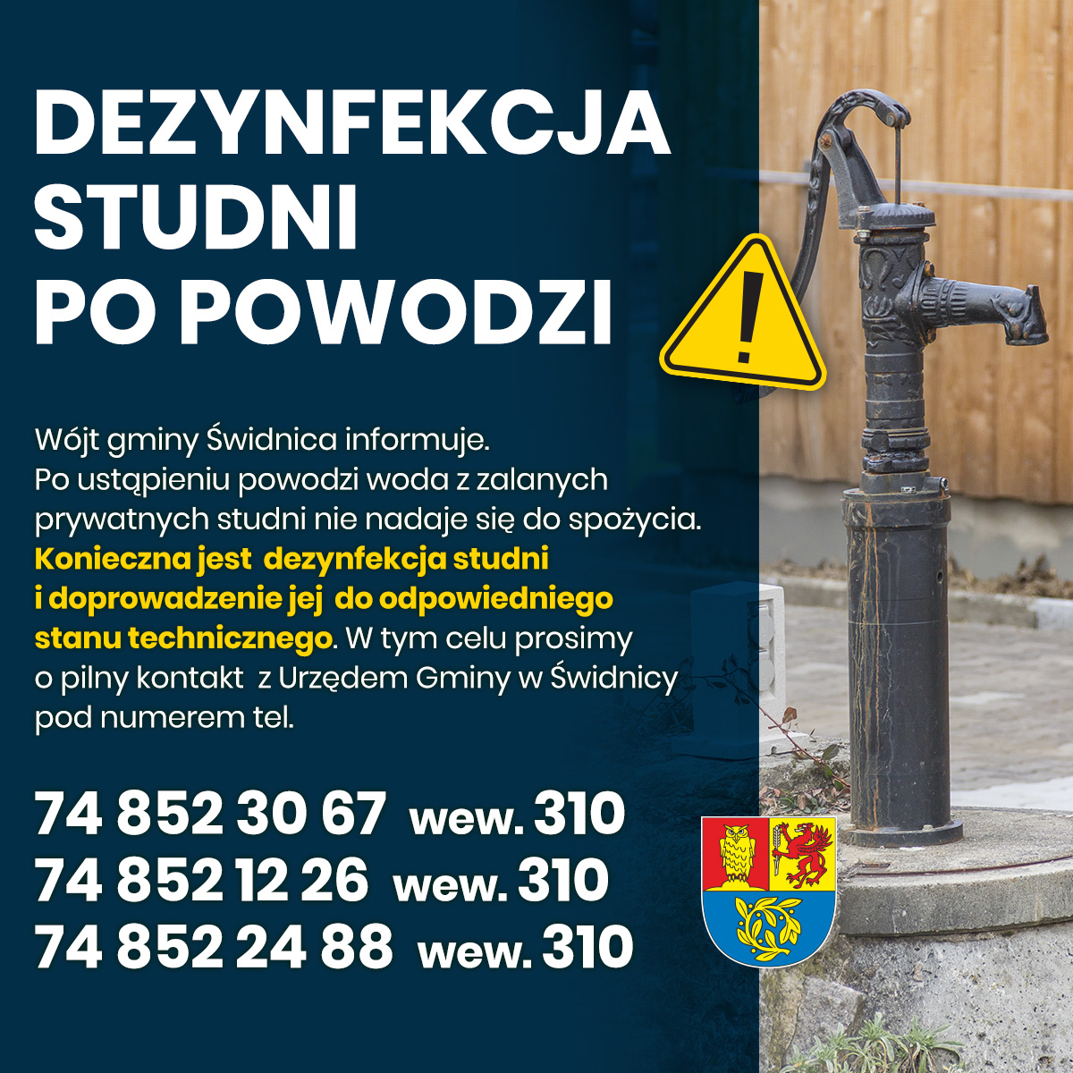 Infografika dezynfekcja studni po powodzi