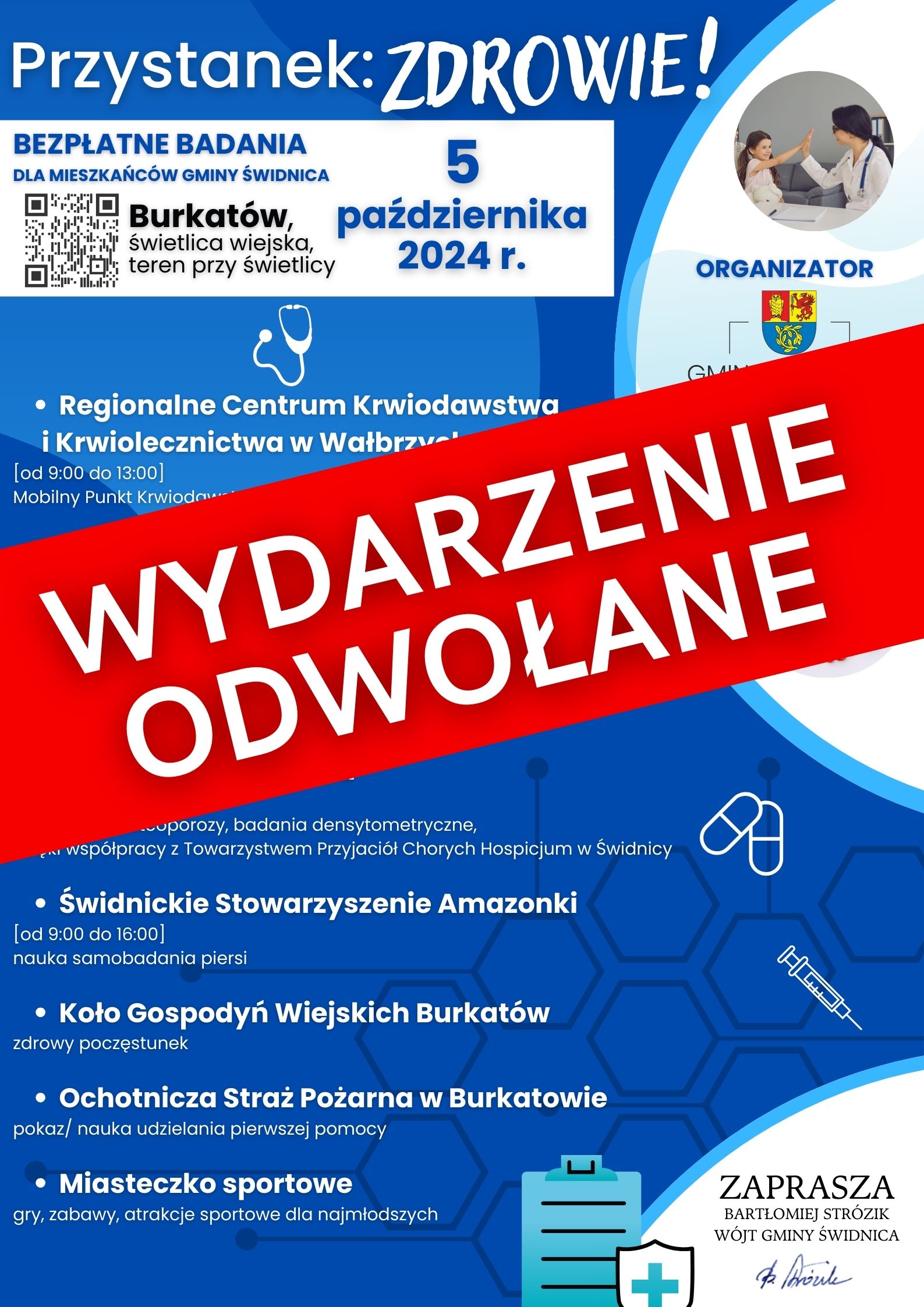 Plakat o odwołaniu wydarzenia