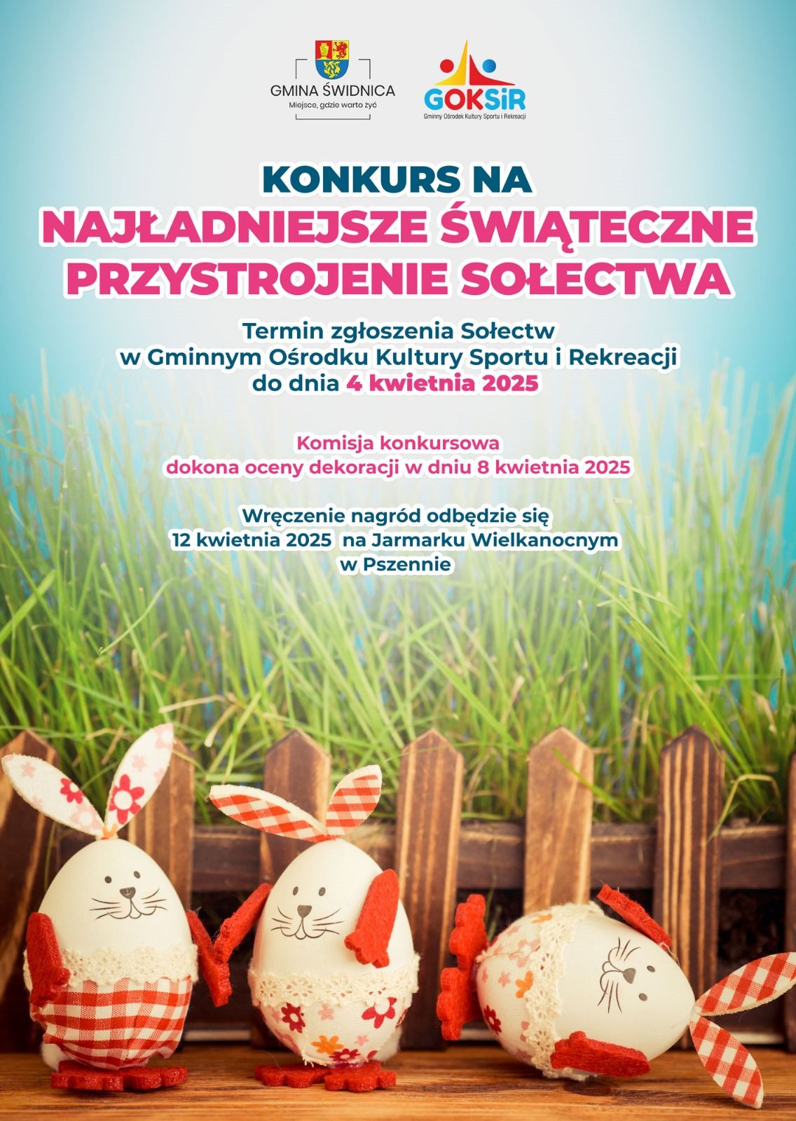 plakat na najładniejsze przystrojenie sołecwa, w te pisanki i płot
