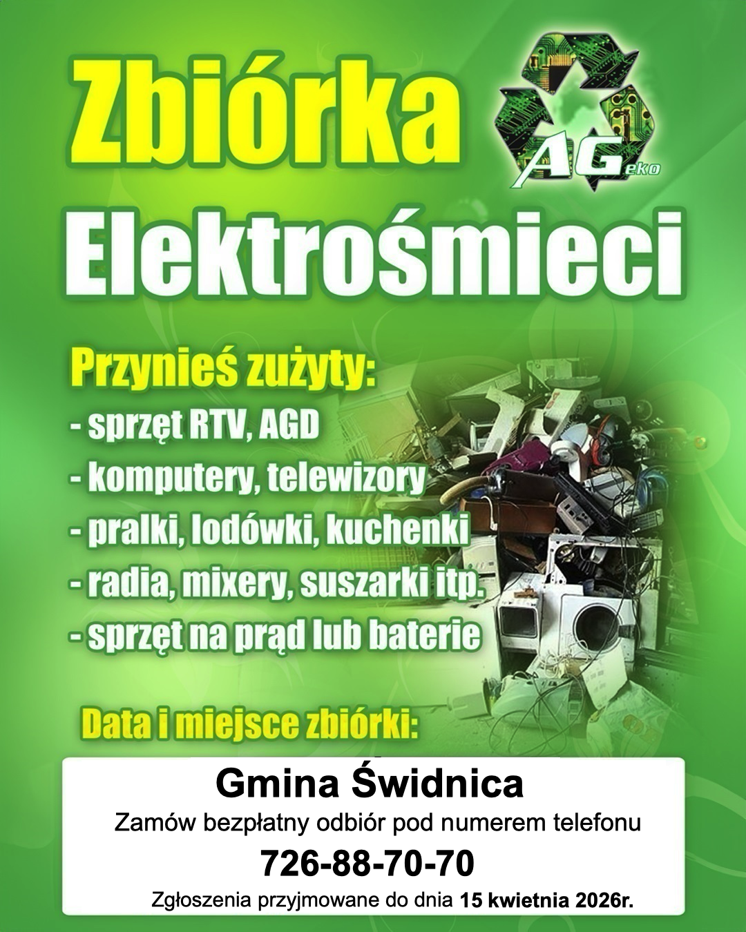 plakat zbiórka elektrośmieci