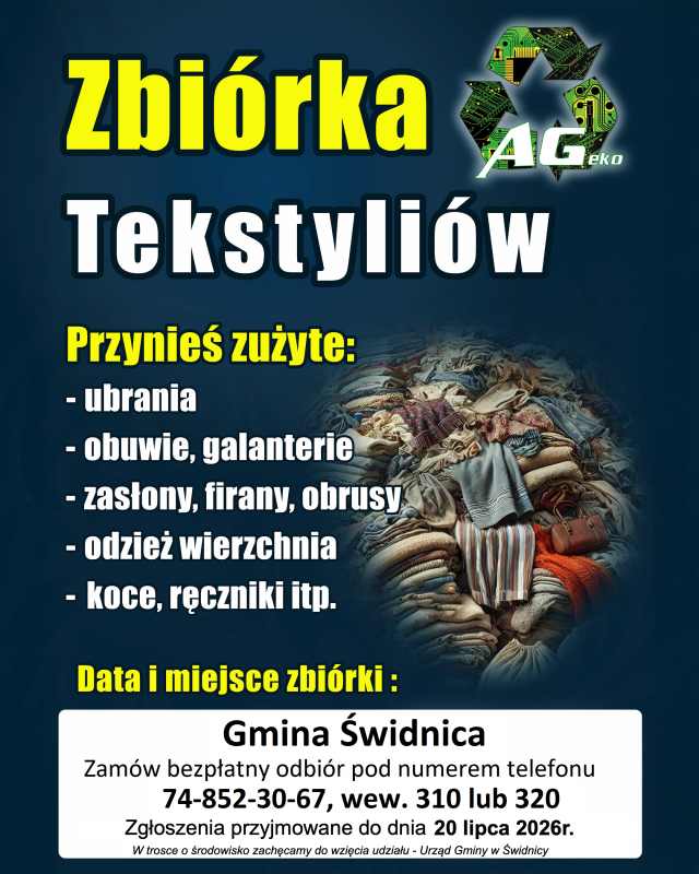 Plakat zbiórka tekstyliów