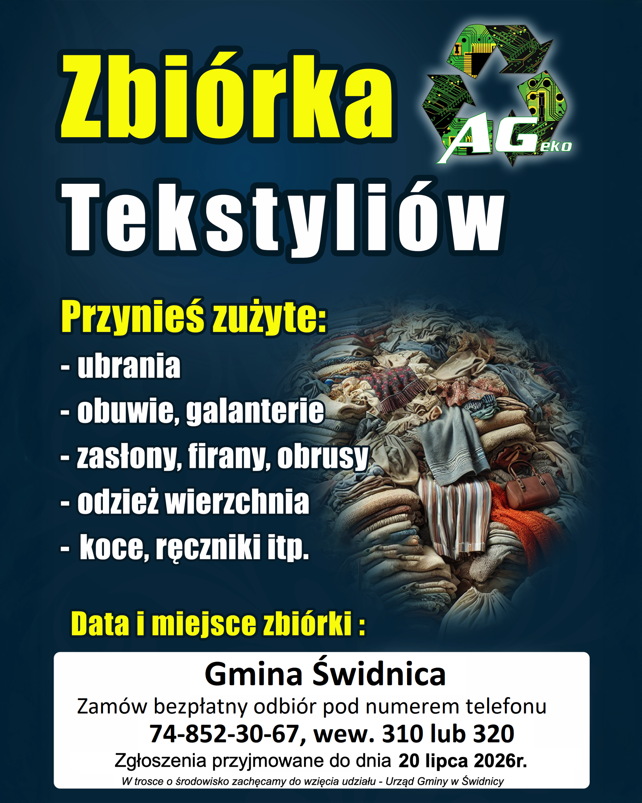 Plakat zbiórka tekstyliów