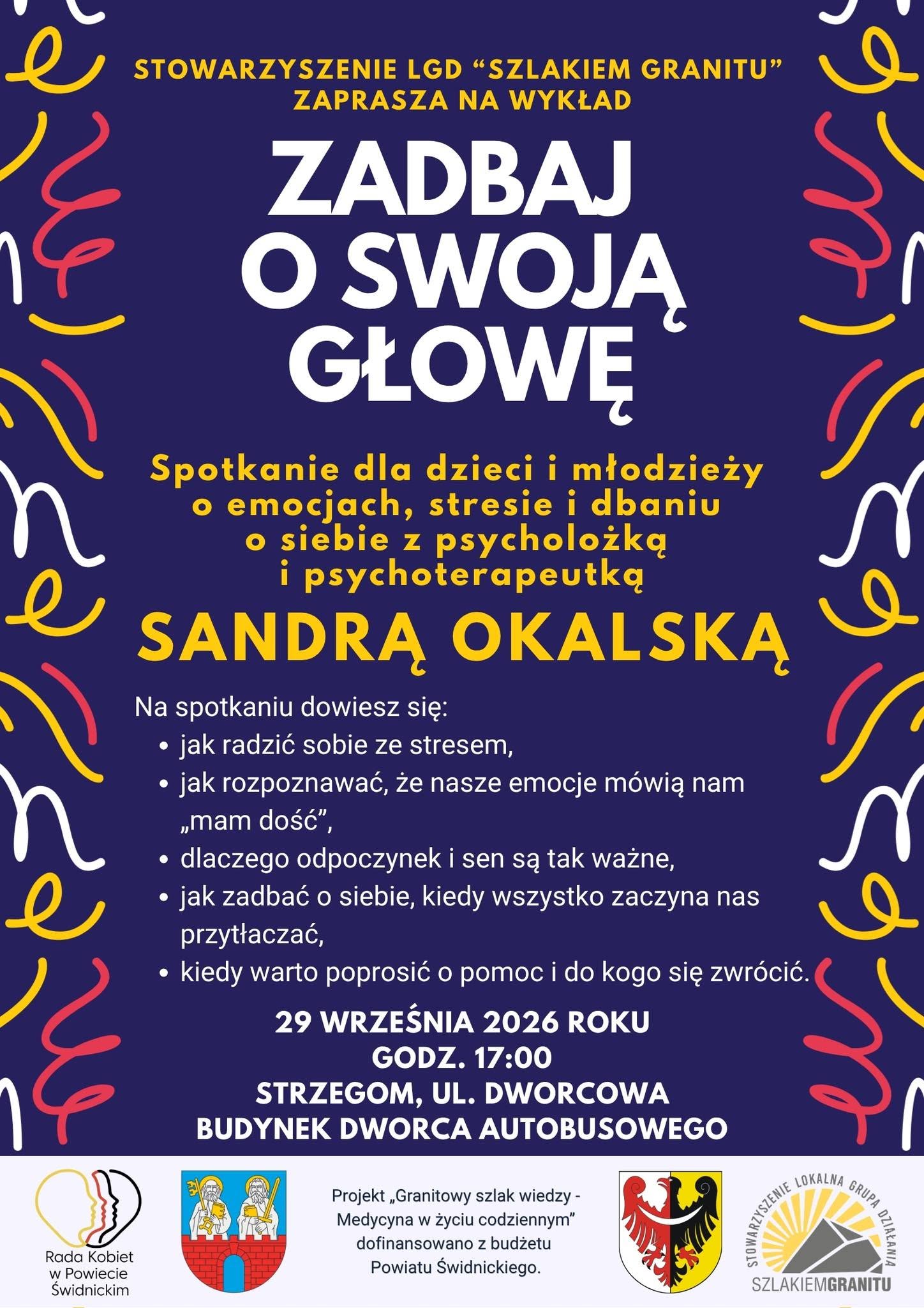 plakat z grafiką pt. zadbaj o swoją głowę