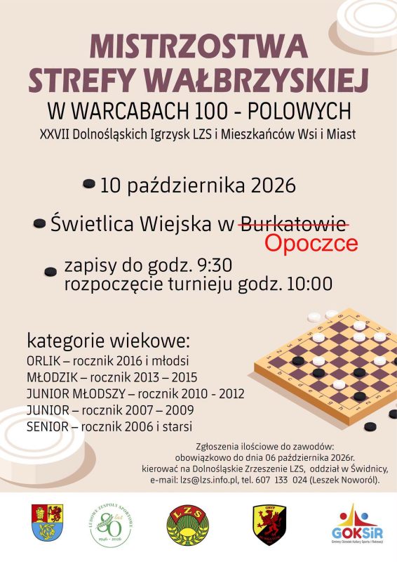 Plakat warcaby 100-polowe